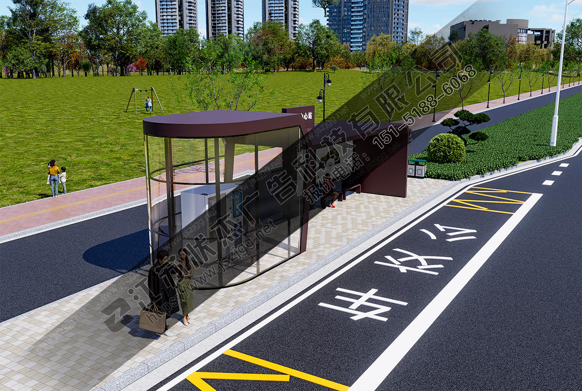 12米帶便民服務(wù)廳智能公交站臺（玻璃房/自動售貨/多功能）左視圖