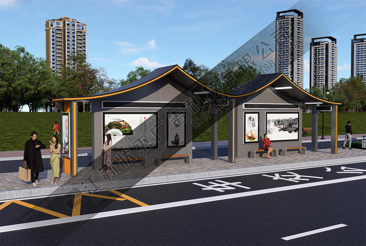 加長大型復(fù)古智能公交站臺