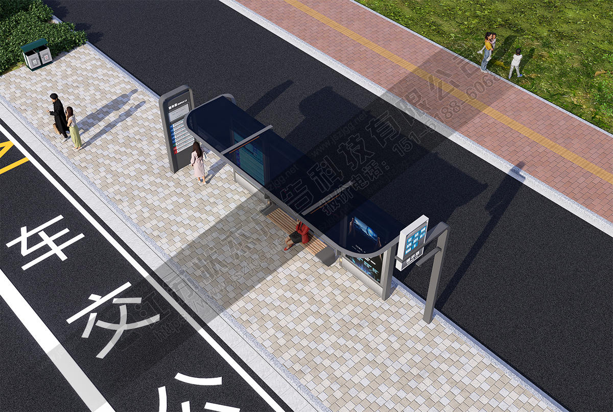 玻璃頂棚現(xiàn)代公交站臺