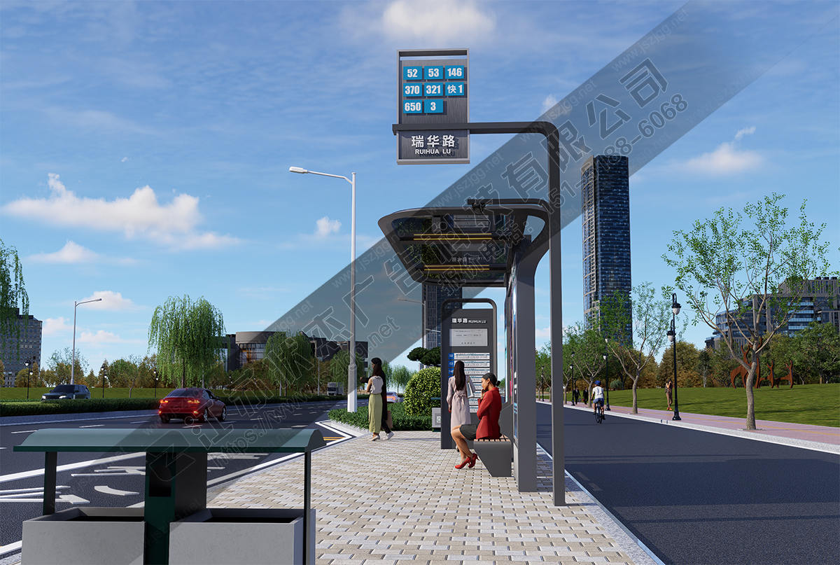 玻璃頂棚現(xiàn)代公交站臺