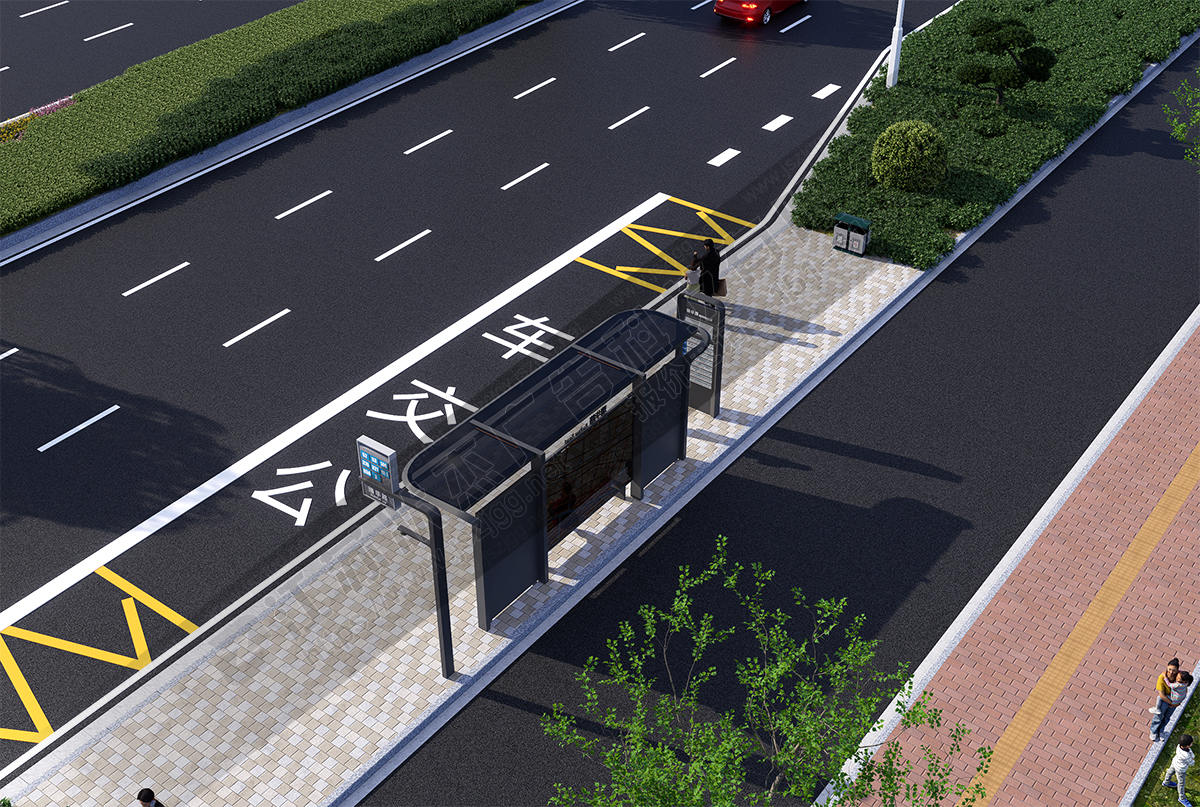 玻璃頂棚現(xiàn)代公交站臺