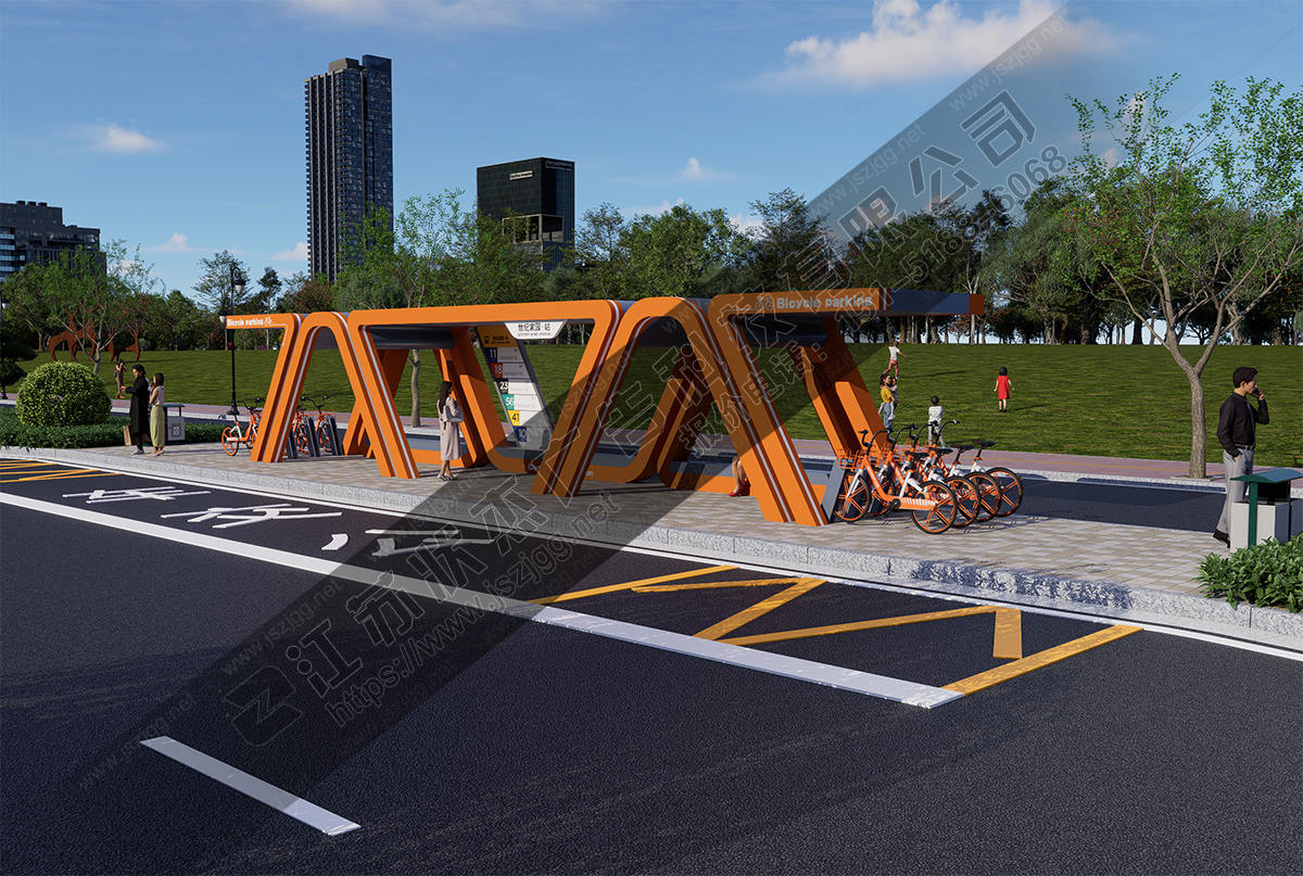 帶公共自行車棚公交候車亭