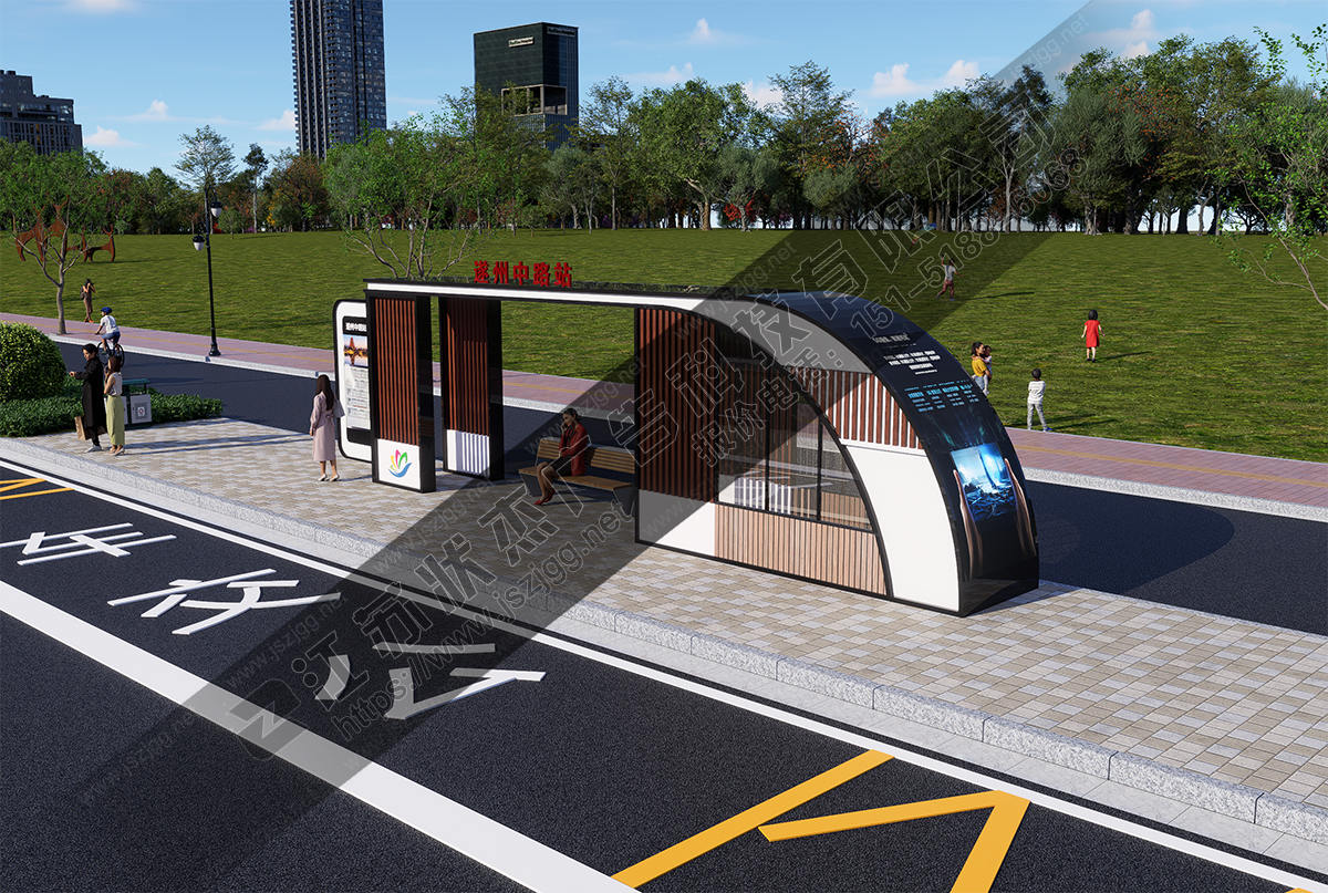 半封閉公交車(chē)站候車(chē)亭圖片