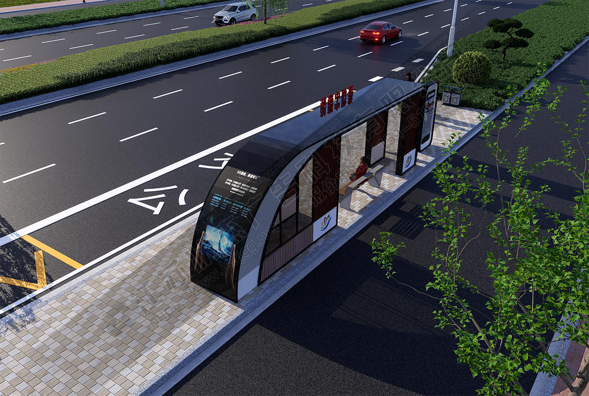 半封閉公交車(chē)站候車(chē)亭圖片