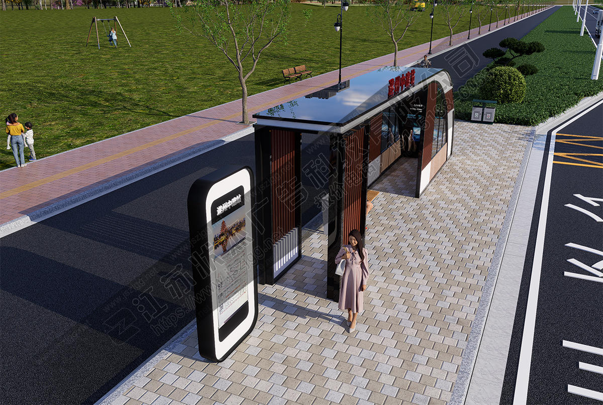 半封閉公交車(chē)站候車(chē)亭圖片